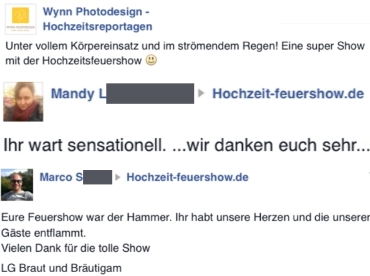 bewertungen hochzeit feuershow